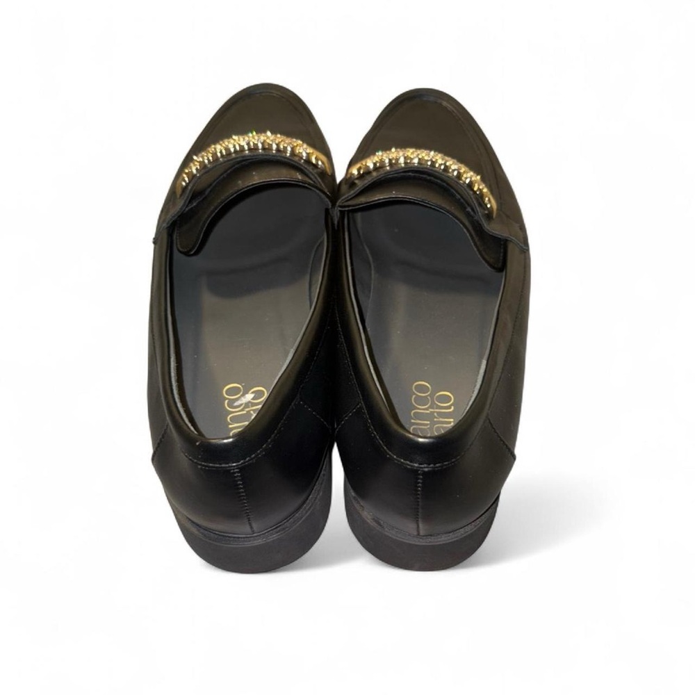 Franco Sarto Black Loafers with Gold Accent - Picture 4 of 8
